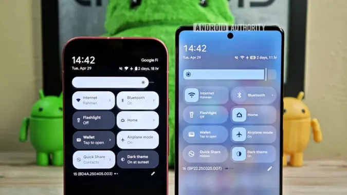 Quick Settings Comparison
