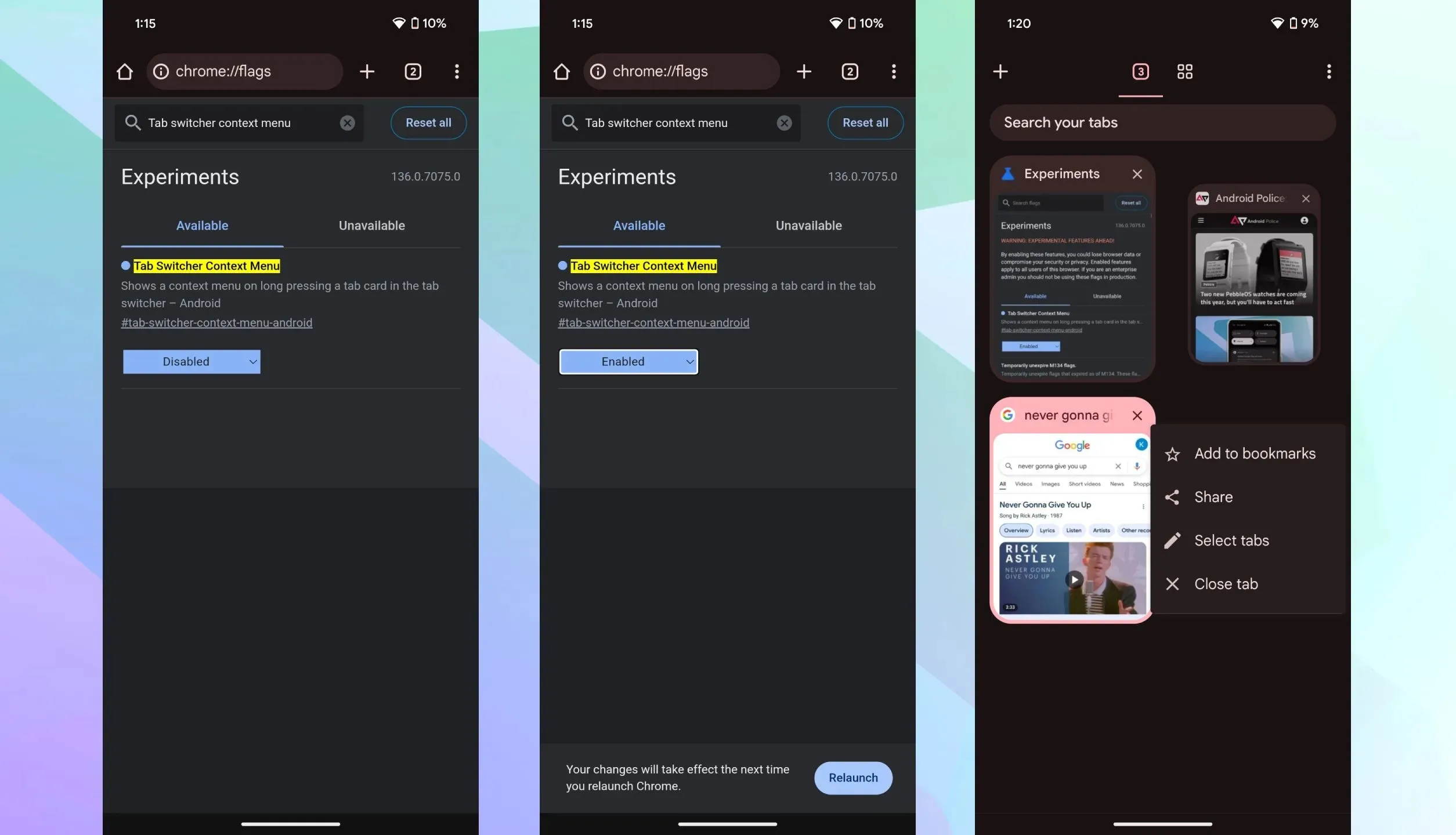 Fitur baru menu konteks Chrome Canary .